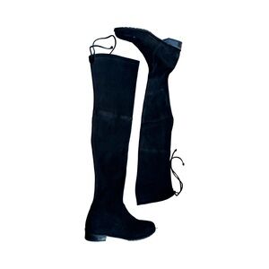 Stuart Weitzman Black Over-the-Knee Lace-Up Suede Boots